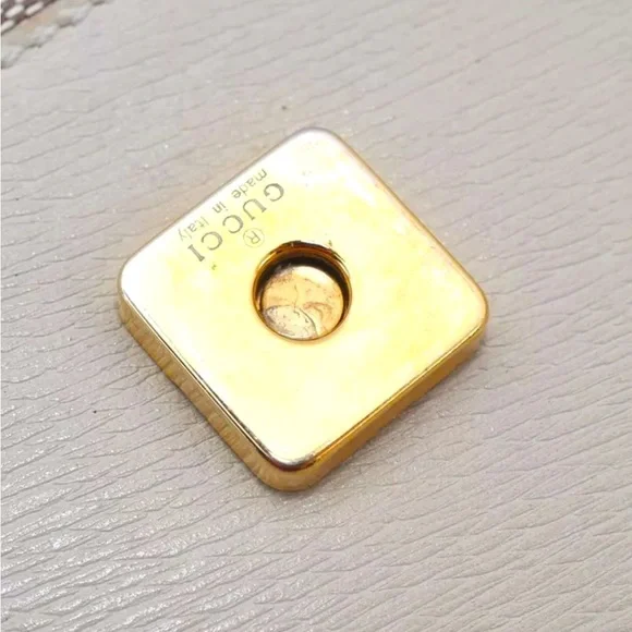 Used Gucci Leather Trimmed Logo Bag Handbag EUC - Picture 6 of 13